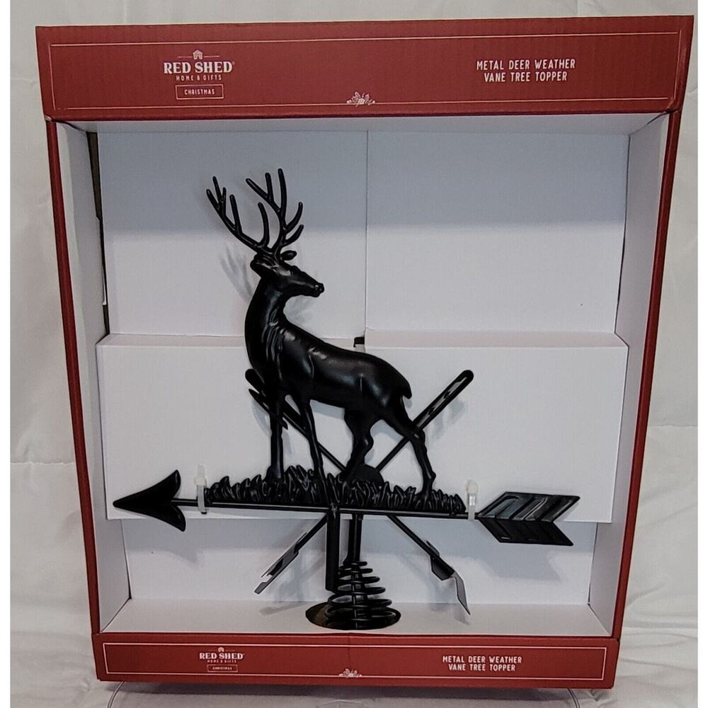 NIB Red Shed Metal Deer Weather‎ Vane Christmas Tree Topper 2023